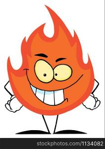 Flame Mascot Cartoon Character