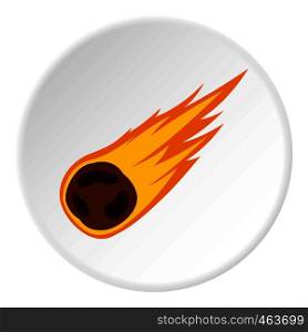 Flame meteorite icon in flat circle isolated vector illustration for web. Flame meteorite icon circle