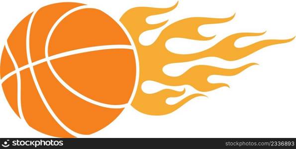 Flaming basketball ball color vector illustration
