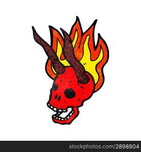 flaming devil skull cartoon