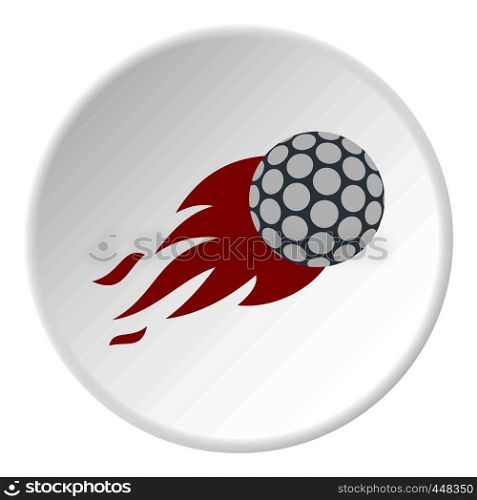 Flaming golf ball icon in flat circle isolated vector illustration for web. Flaming golf ball icon circle