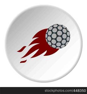 Flaming golf ball icon in flat circle isolated vector illustration for web. Flaming golf ball icon circle