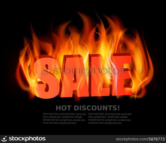 Flaming letters spelling SALE. Vector.