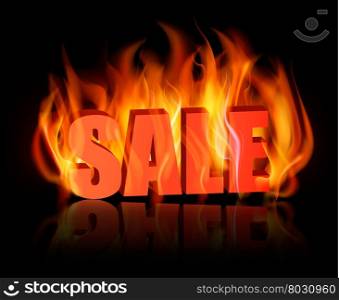 Flaming letters spelling SALE. Vector.