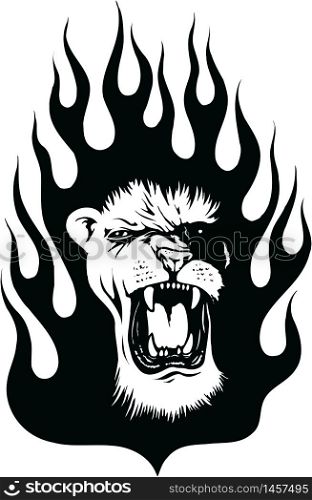 Flaming Lion Vector Illustration
