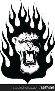 Flaming Lion Vector Illustration