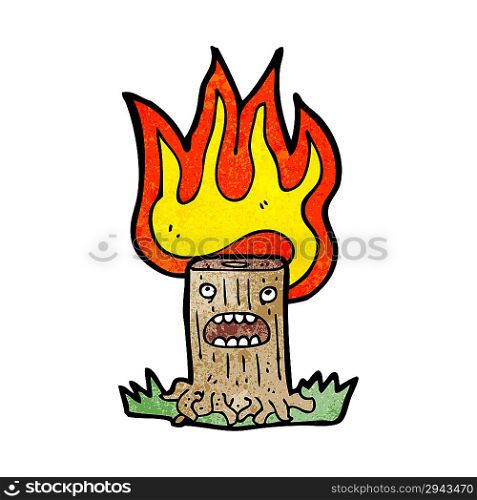 flaming tree stump cartoon