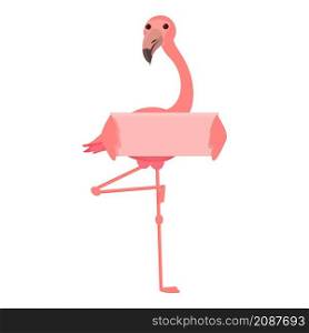 Flamingo banner icon cartoon vector. Pink zoo bird. Tropical flamingo. Flamingo banner icon cartoon vector. Pink zoo bird