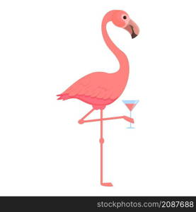 Flamingo cocktail icon cartoon vector. Pink bird. Cute flamingo. Flamingo cocktail icon cartoon vector. Pink bird