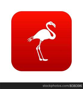 Flamingo icon digital red for any design isolated on white vector illustration. Flamingo icon digital red