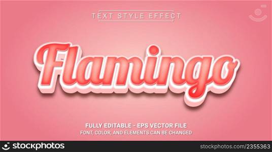 Flamingo Text Style Effect. Editable Graphic Text Template.