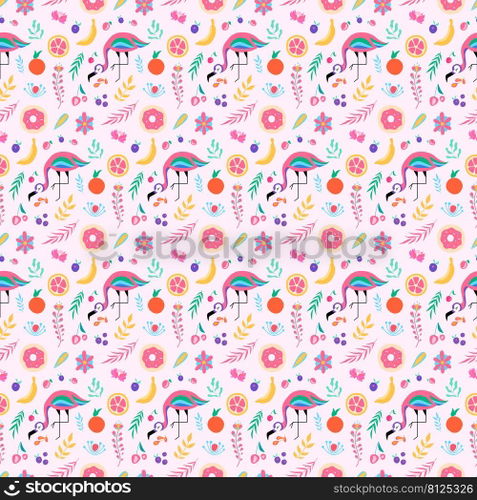 Flamingo Vector Seamless Pattern