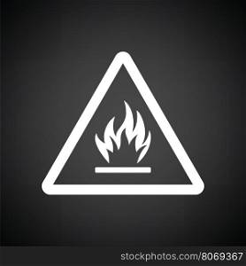 Flammable icon. Black background with white. Vector illustration.