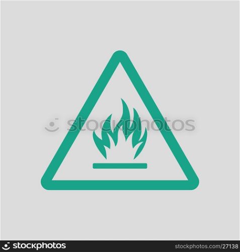 Flammable icon. Gray background with green. Vector illustration.