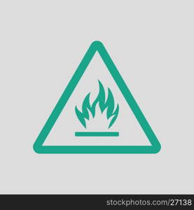 Flammable icon. Gray background with green. Vector illustration.