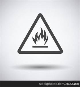 Flammable icon on gray background, round shadow. Vector illustration.