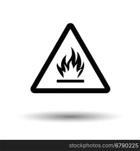 Flammable icon. White background with shadow design. Vector illustration.