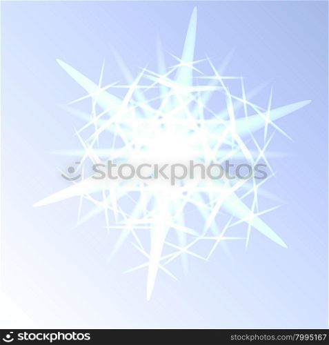 Flaring high detailed snowflake over light violet background