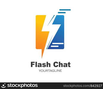 flash chat message icon logo illustration vector design