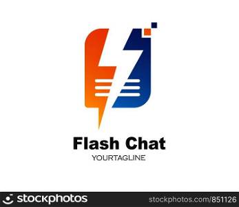 flash chat message logo icon vector illustration design
