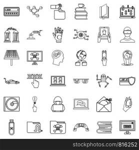 Flash drive icons set. Outline style of 36 flash drive vector icons for web isolated on white background. Flash drive icons set, outline style