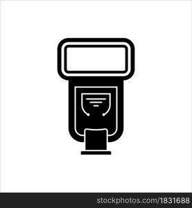 Flash Gun Icon, Camera External Flash Icon, Flashgun Icon, Dark Scene Illumination Artificial Light Device Vector Art Illustration