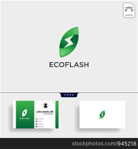 flash nature leaf simple logo template vector illustration icon element with business card. flash nature leaf simple logo template vector illustration icon element