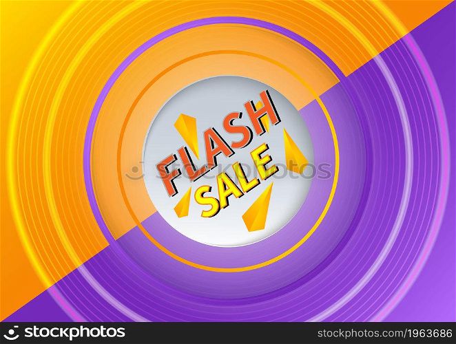 Flash sale banner design template offer shopping on orange and purple background. Vector illustration