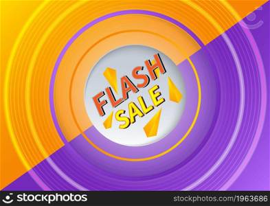 Flash sale banner design template offer shopping on orange and purple background. Vector illustration