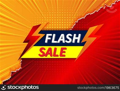 Flash sale banner design template offer shopping on orange and red background. Vector illustration