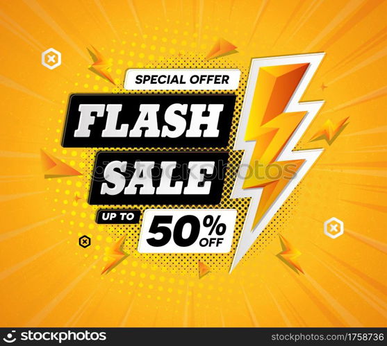 Flash sale, Big Sale, Mega Sale special offer square design illustration. Graphic design element.