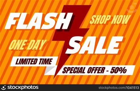 Flash sale concept banner. Flat illustration of flash sale vector concept banner for web design. Flash sale concept banner, flat style