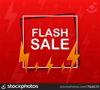 Flash sale. Flash ribbon banner, scroll, price tag, sticker, badge, poster. Vector stock illustration.