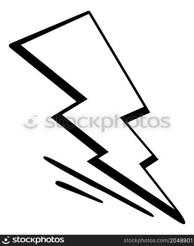 Flash sign in retro line style. Comic lightning strike symbol isolated on white background. Flash sign in retro line style. Comic lightning strike symbol