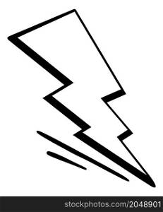 Flash sign in retro line style. Comic lightning strike symbol isolated on white background. Flash sign in retro line style. Comic lightning strike symbol