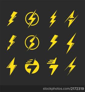 flash thunder bolt element icon set illustration vector template