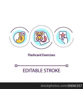 Flashcard exercises concept icon. Special method for word memorizing. Special learning methods in online schools idea thin line illustration. Vector isolated outline RGB color drawing. Editable stroke. Flashcard exercises concept icon