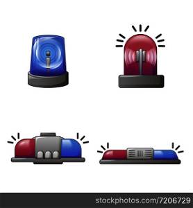 Flasher siren red and blue icons set. Cartoon illustration of 4 flasher siren red and blue icons for web. Flasher siren red blue icons set, cartoon style