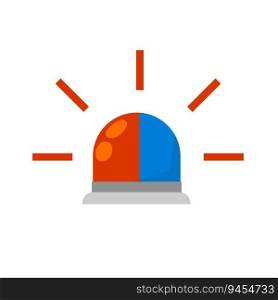 Flashing light. Signal of car. Alarm and alert. Red and blue lantern. Symbol of the police. Flat cartoon illustration. Flashing light. Alarm and alert.