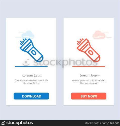 Flashlight, Light, Torch, Flash Blue and Red Download and Buy Now web Widget Card Template