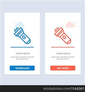 Flashlight, Light, Torch, Flash Blue and Red Download and Buy Now web Widget Card Template