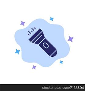 Flashlight, Light, Torch, Flash Blue Icon on Abstract Cloud Background