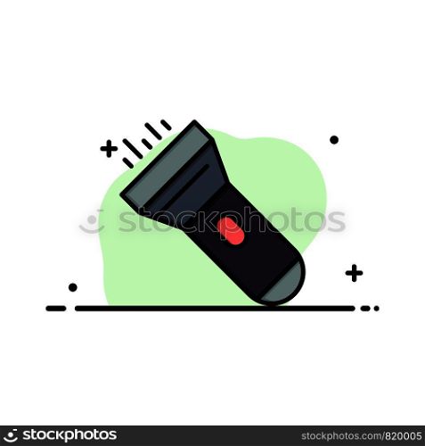 Flashlight, Light, Torch, Flash Business Flat Line Filled Icon Vector Banner Template