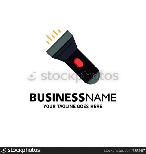 Flashlight, Light, Torch, Flash Business Logo Template. Flat Color