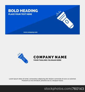 Flashlight, Light, Torch, Flash SOlid Icon Website Banner and Business Logo Template