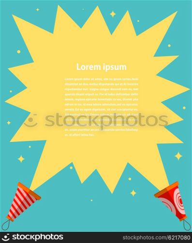 Flashlights with beam. Illustration vintage background with a flashlights and a flat beam of &#xA;light with text. Retro style. Stock vector
