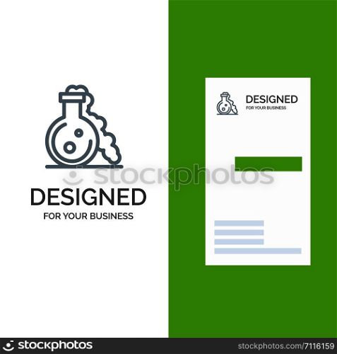 Flask, Lab, Test, Medical Grey Logo Design and Business Card Template