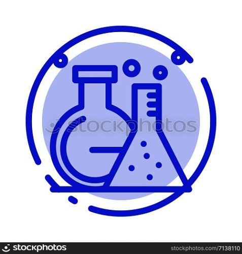 Flask, Lab, Tube, Test Blue Dotted Line Line Icon
