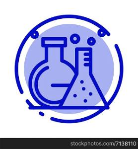 Flask, Lab, Tube, Test Blue Dotted Line Line Icon