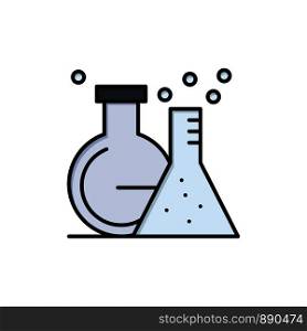 Flask, Lab, Tube, Test Flat Color Icon. Vector icon banner Template
